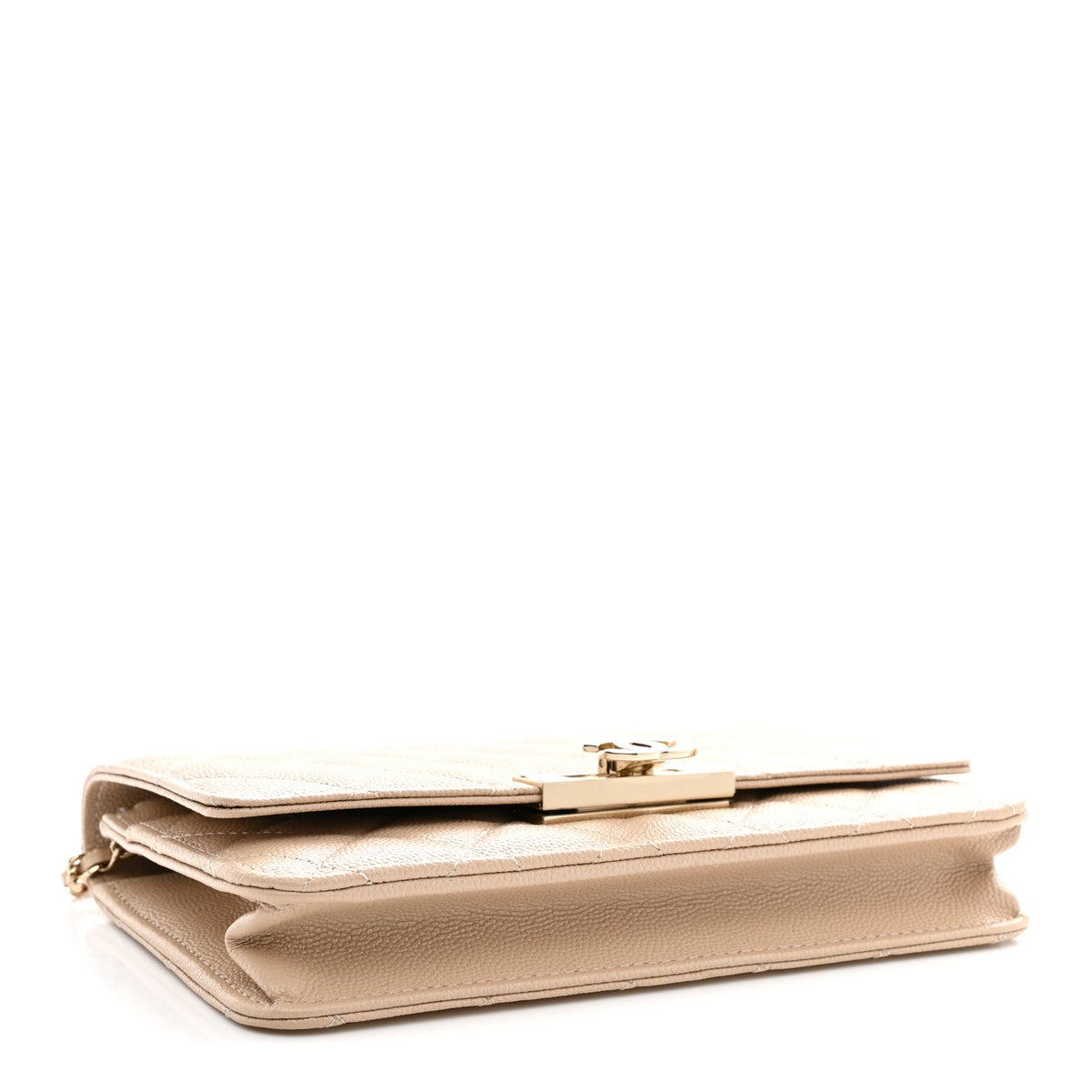 Caviar Quilted Golden Class Wallet On Chain WOC Beige