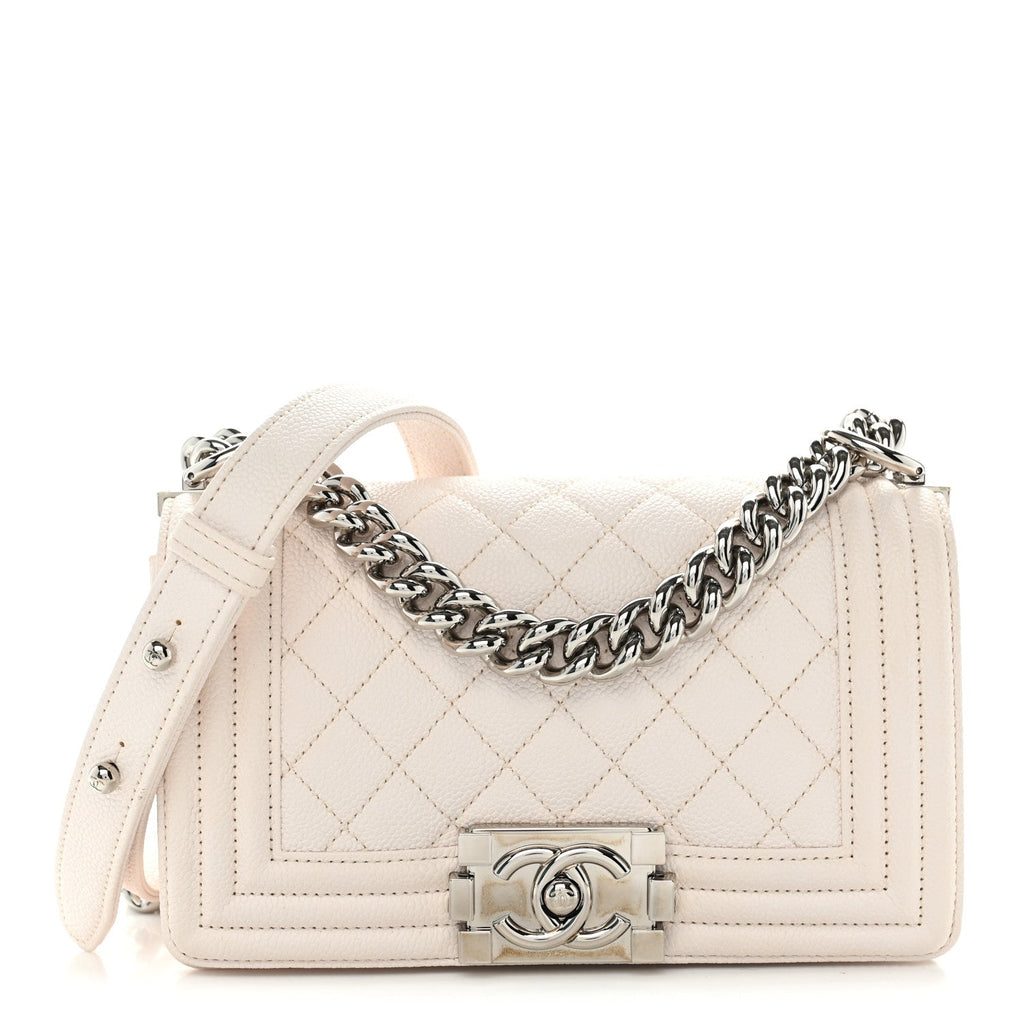 Caviar Quilted Small Boy Flap White