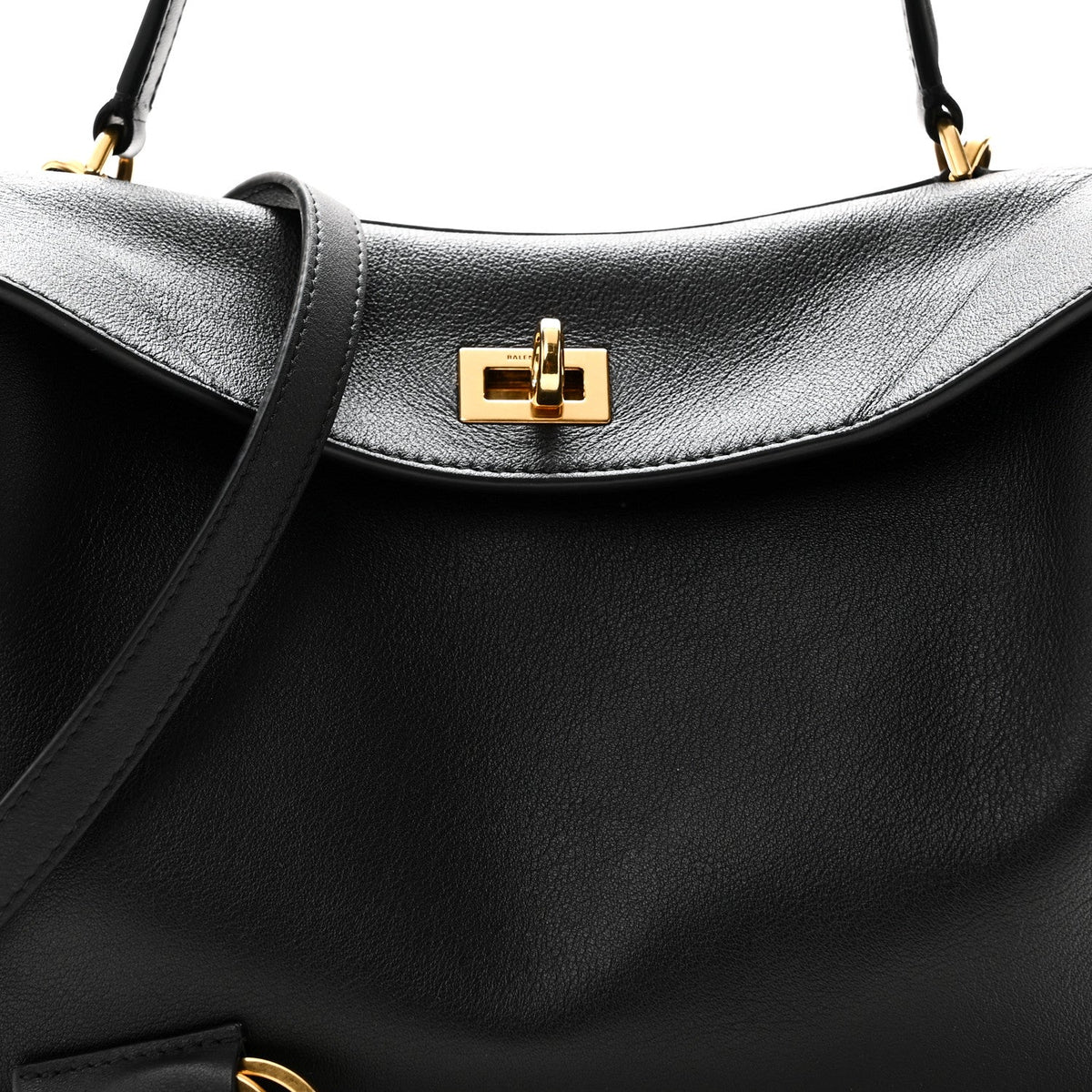 Natural Smooth Calfskin Small Rodeo Top Handle Handbag Black