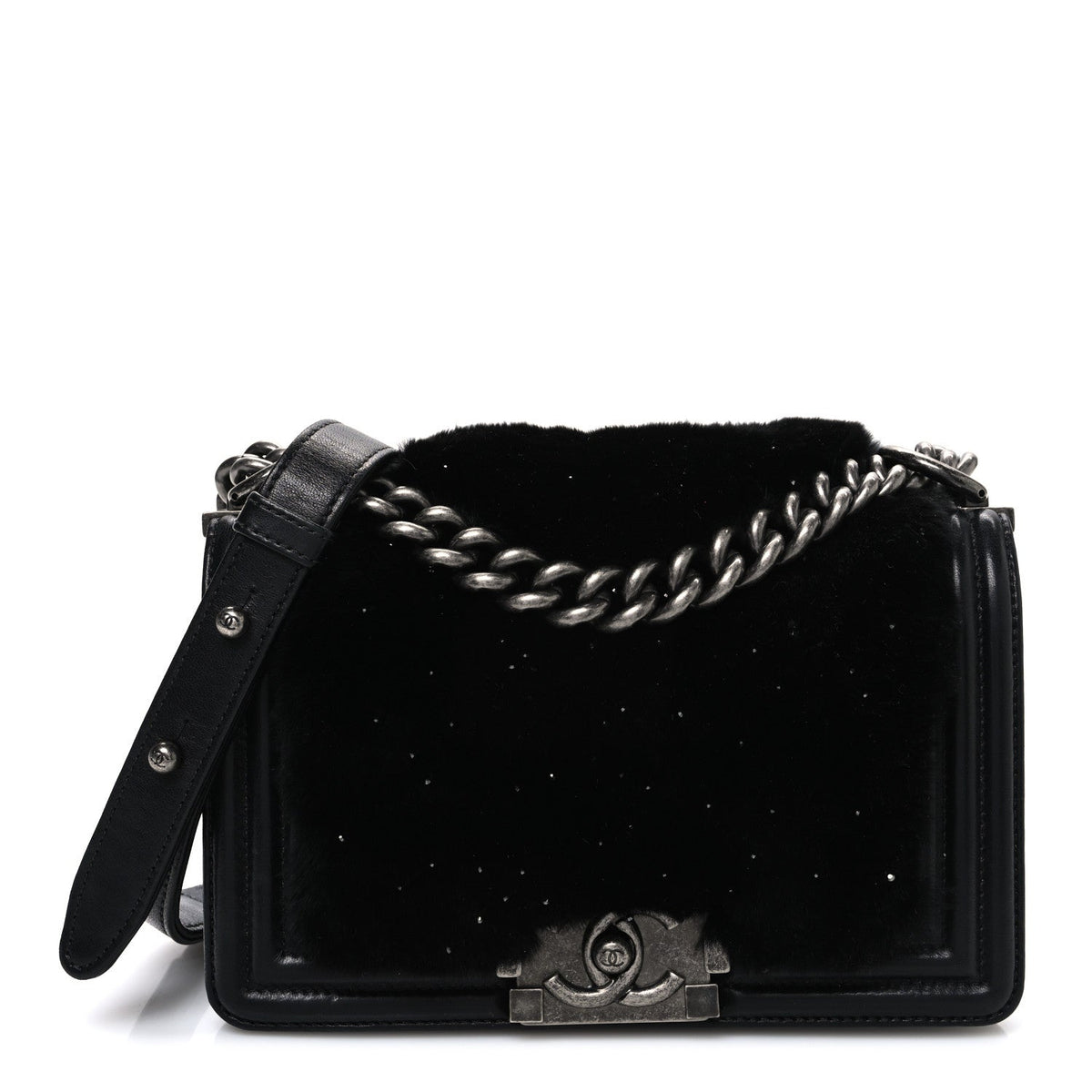 Orylag Rabbit Fur Calfskin Small Boy Flap Black