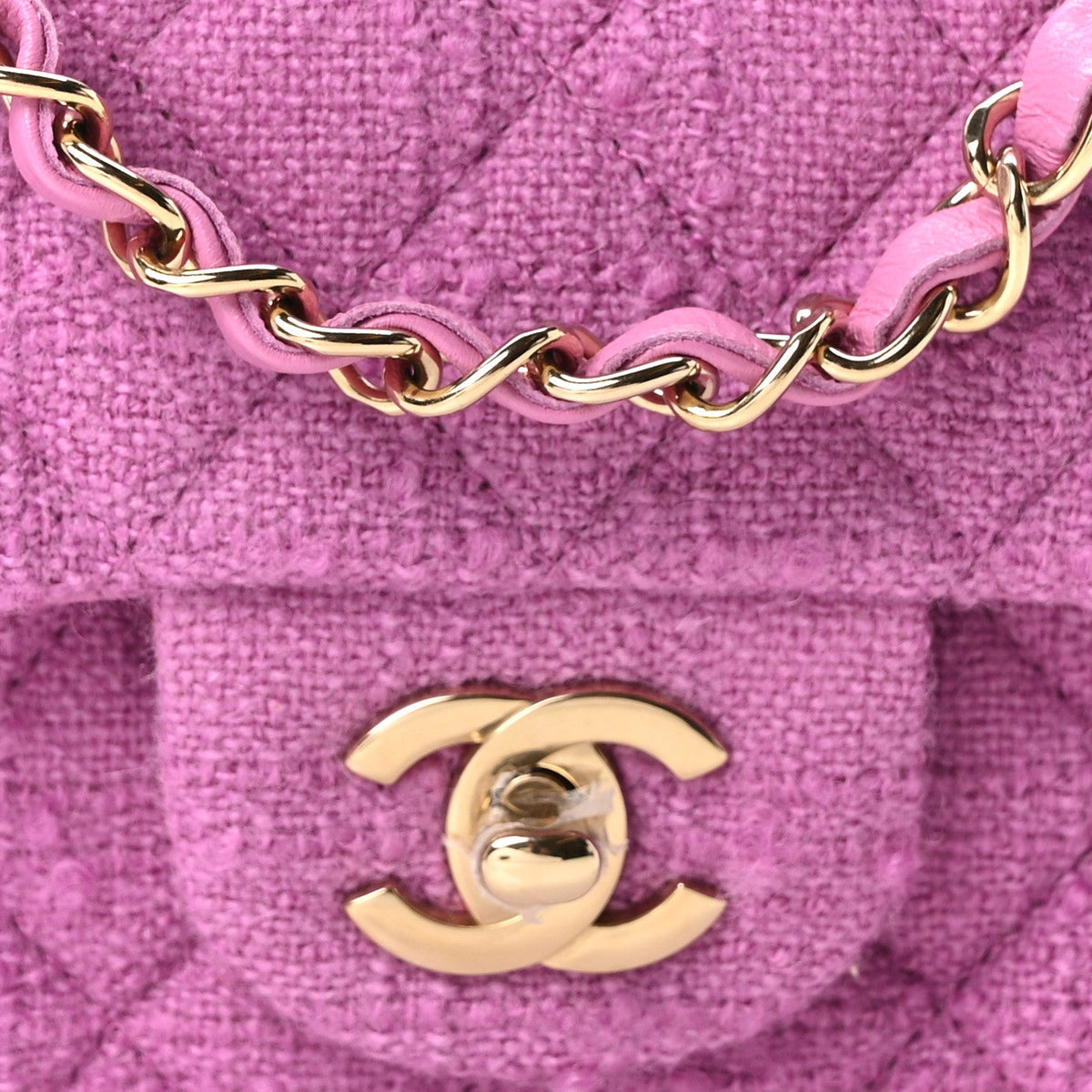 Tweed Quilted Mini Rectangular Flap Purple