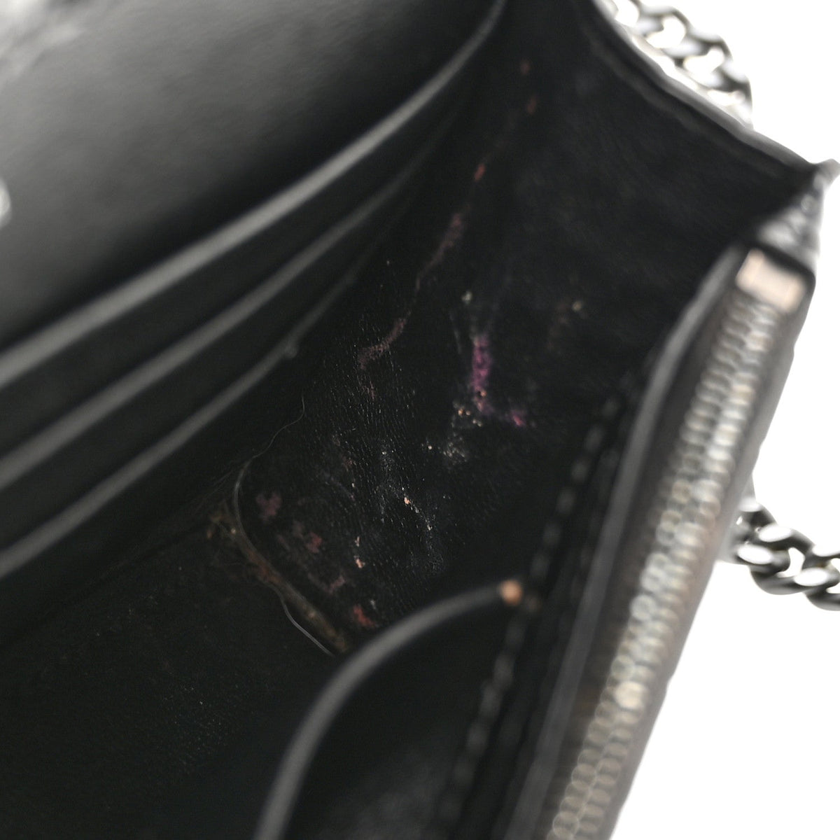 Shiny Calfskin Monochrome Crocodile Embossed Hourglass Chain Bag Black