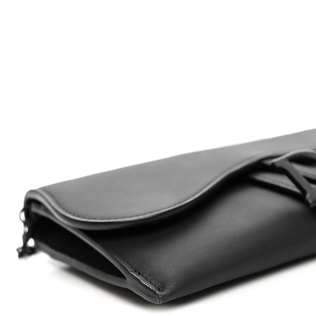 Ultra Matte Calfskin Saddle Chain Wallet Pouch Black