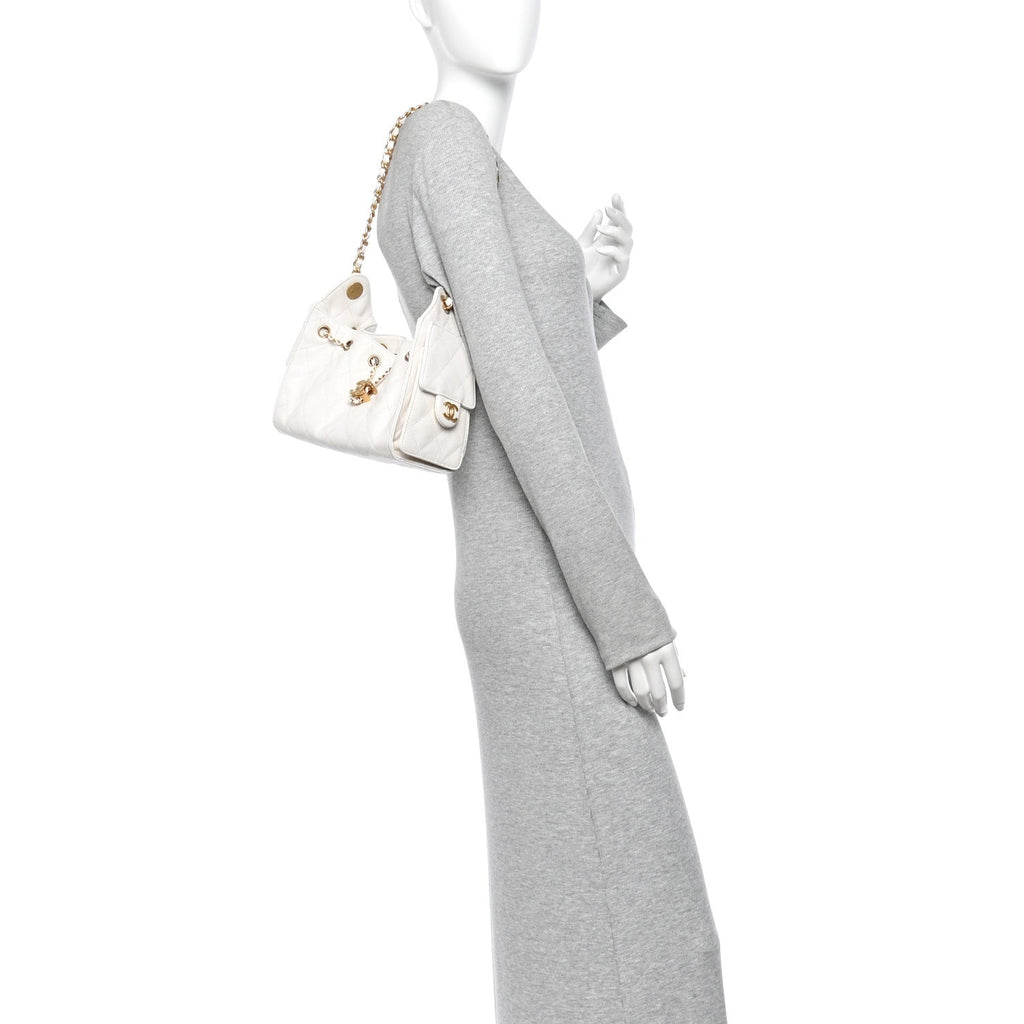 Caviar Quilted Mini Chanel 25 Handbag White