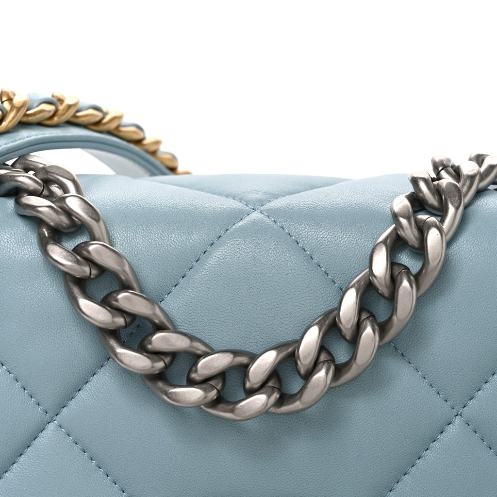 Lambskin Quilted Medium Chanel 19 Flap Light Blue