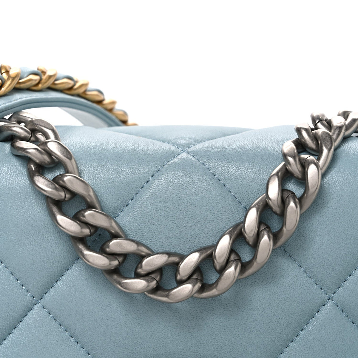 Lambskin Quilted Medium Chanel 19 Flap Light Blue