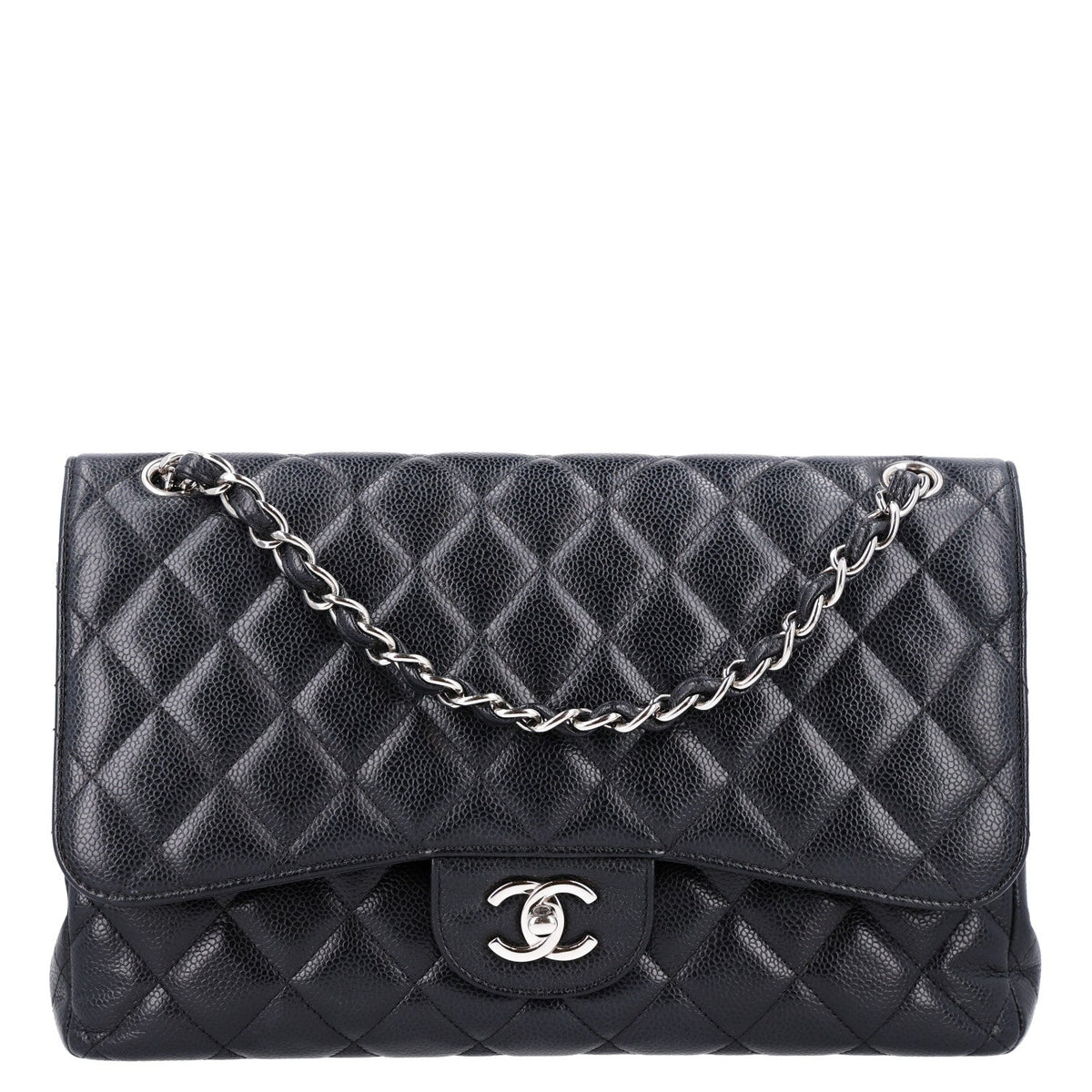 Caviar Quilted Jumbo Double Flap Black