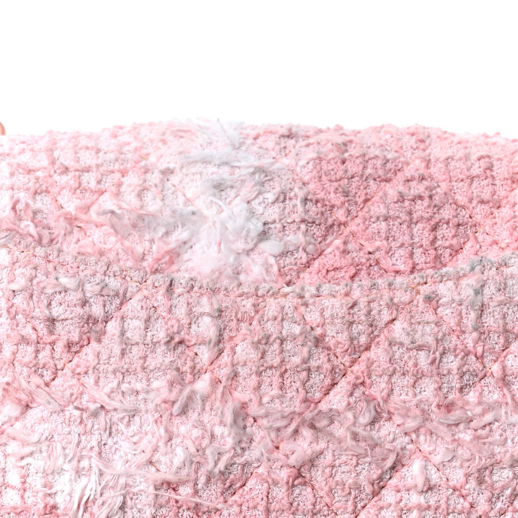 Tweed Quilted Mini Rectangular Flap Light Pink White