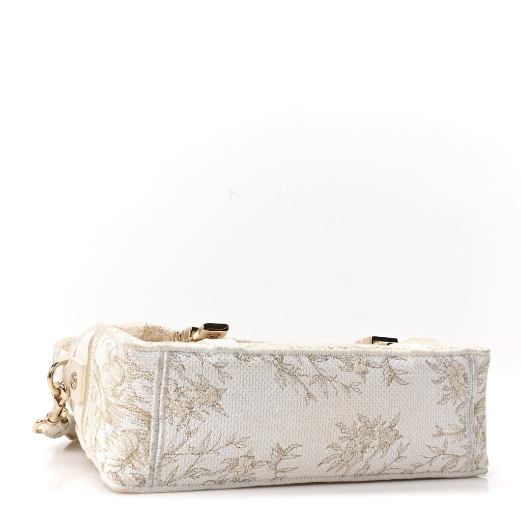 Canvas Embroidered Toile De Jouy Small Diorcamp Messenger White Gold