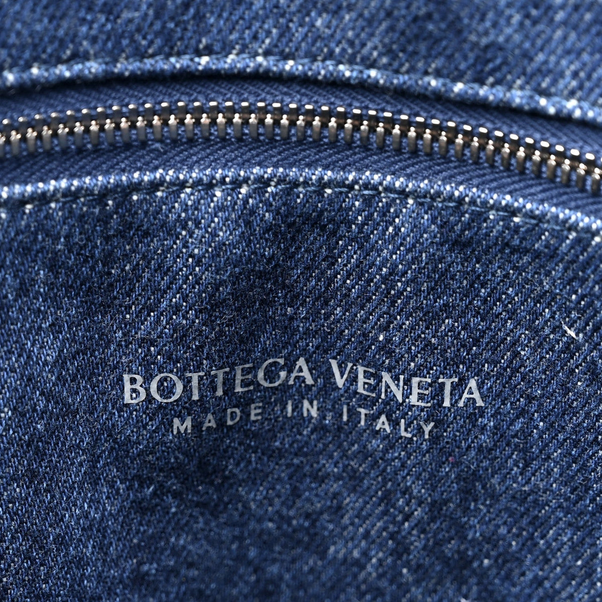 Denim Intrecciato Small Shopper Tote Blue