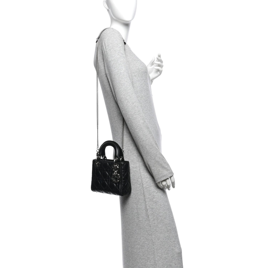 Lambskin Cannage Mini Lady Dior Black