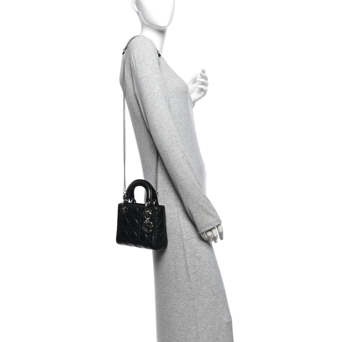 Lambskin Cannage Mini Lady Dior Black