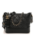 Aged Calfskin Quilted Small Gabrielle Hobo Black