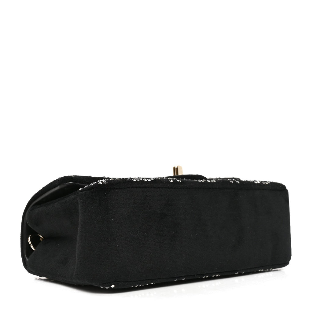 Velvet Crystal Mini Rectangular Flap Black