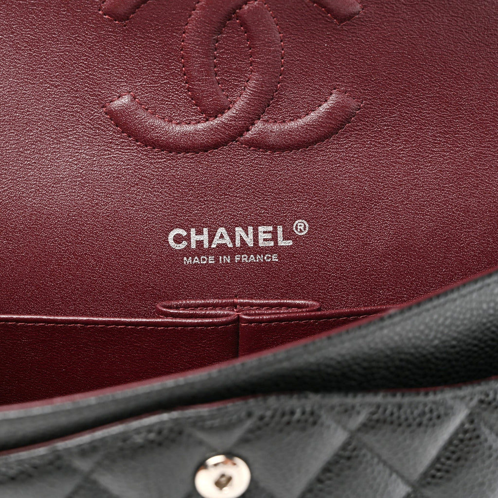 Caviar Quilted Medium Double Flap Black