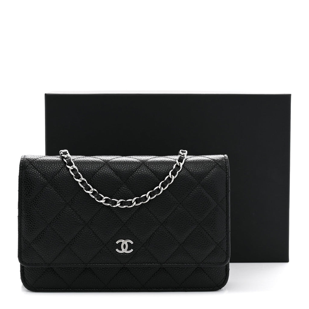 Caviar Quilted Wallet on Chain WOC Black