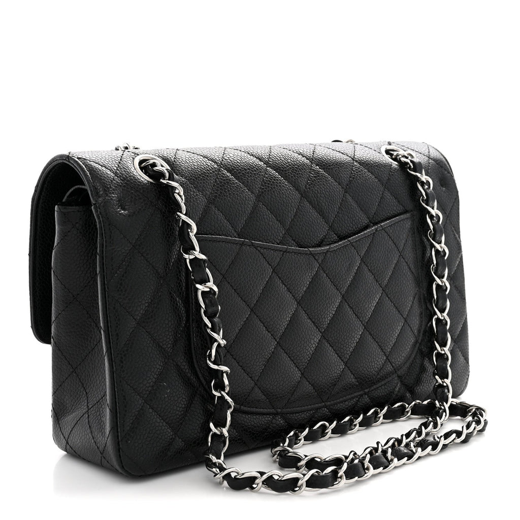 Caviar Quilted Medium Double Flap Black