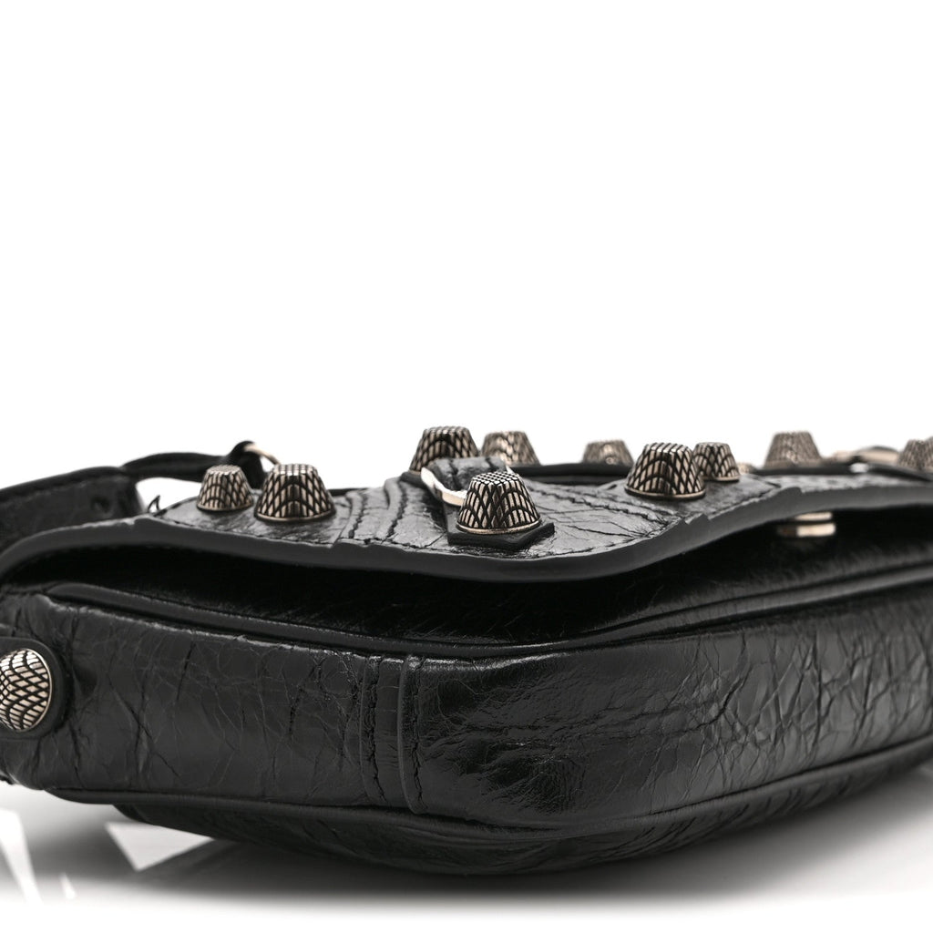 Agneau Arena Silver XS Le Cagole Flap Bag Black