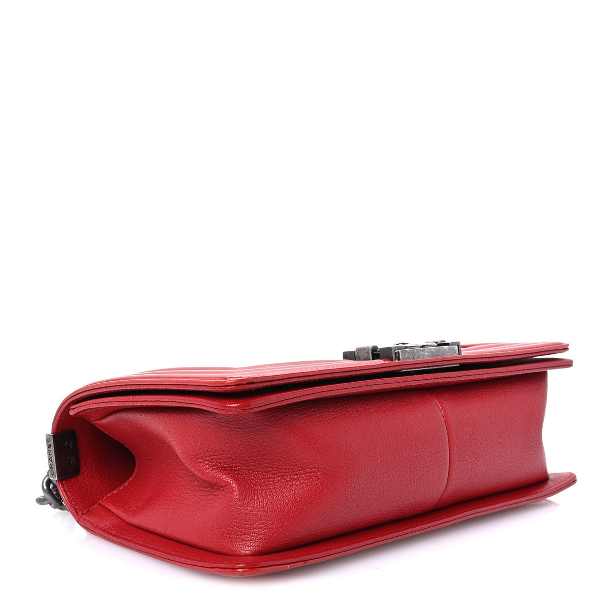 Goatskin Quilted Patent Medium Duo Boy Flap Red