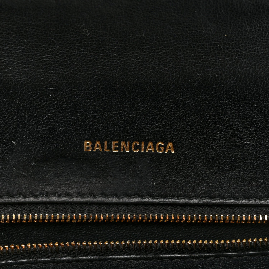 Shiny Box Calfskin Small Hourglass Top Handle Bag Black