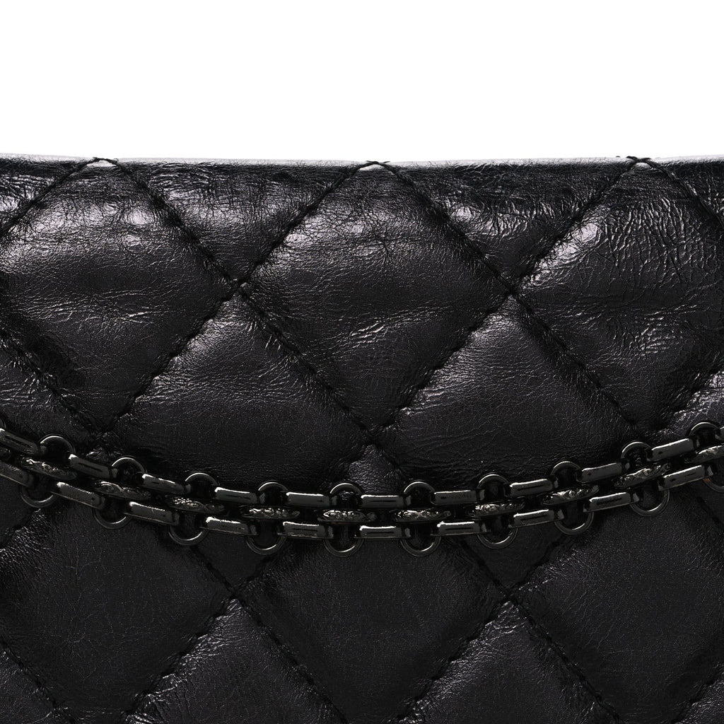 Metallic Aged Calfskin Quilted 2.55 Reissue 227 Flap So Black