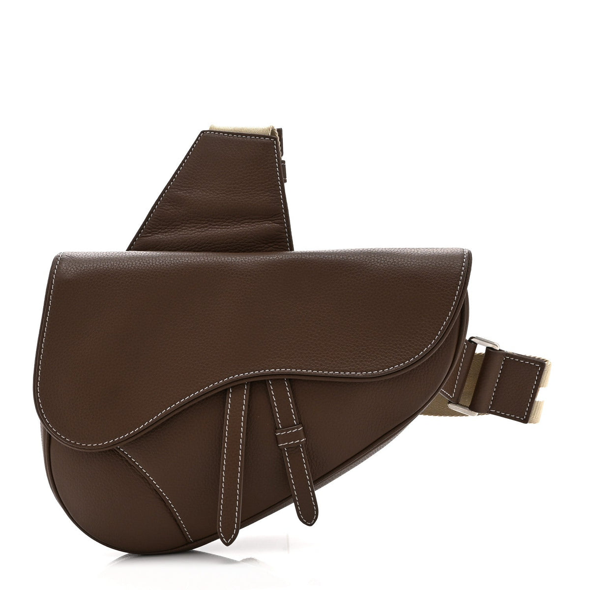 Grained Calfskin Kim Jones Saddle Bag Brown