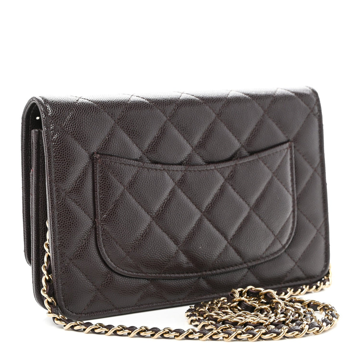 Caviar Quilted Wallet on Chain WOC Purple