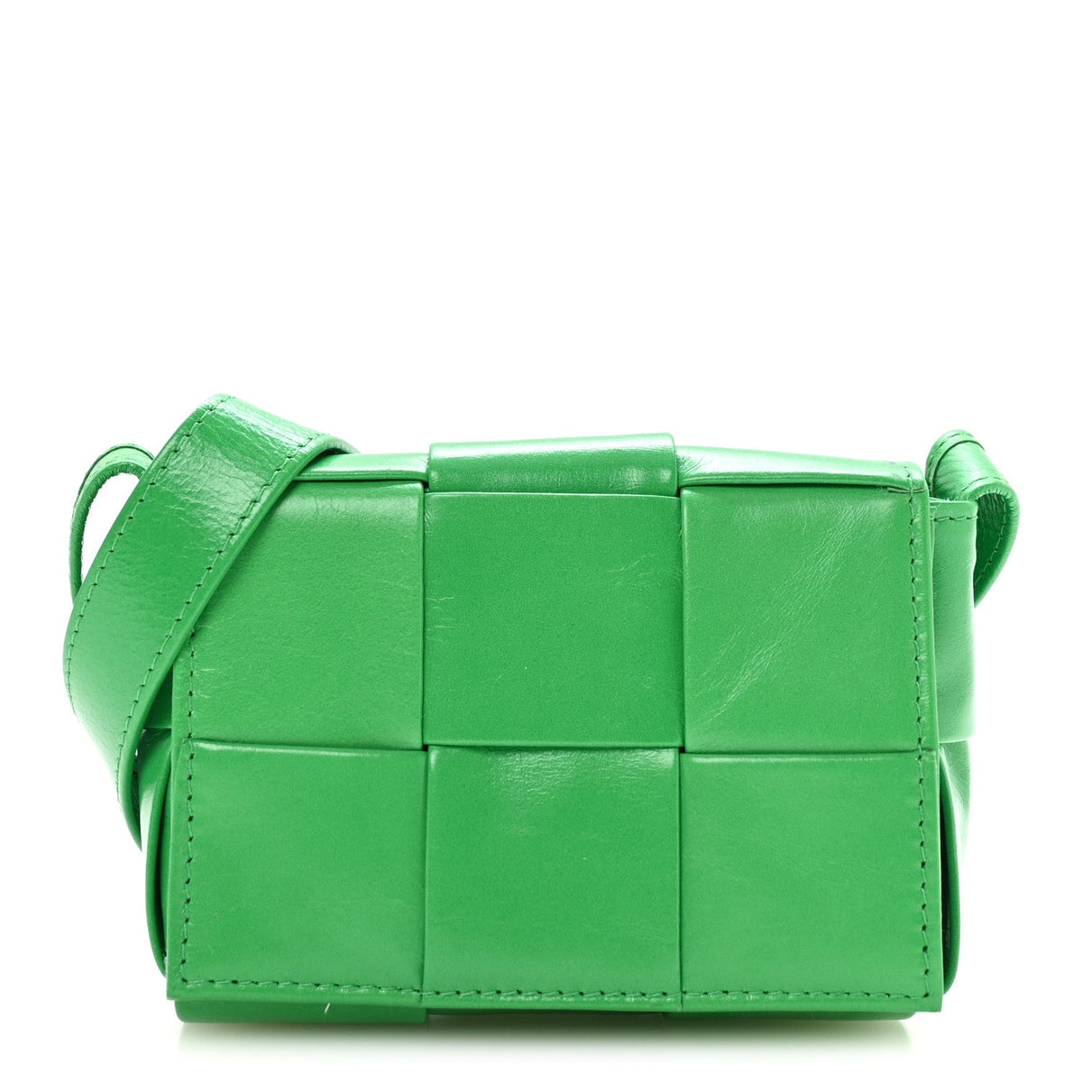 Crinkled Lambskin Maxi Intrecciato Extra Mini Cassette Crossbody Bag Parakeet
