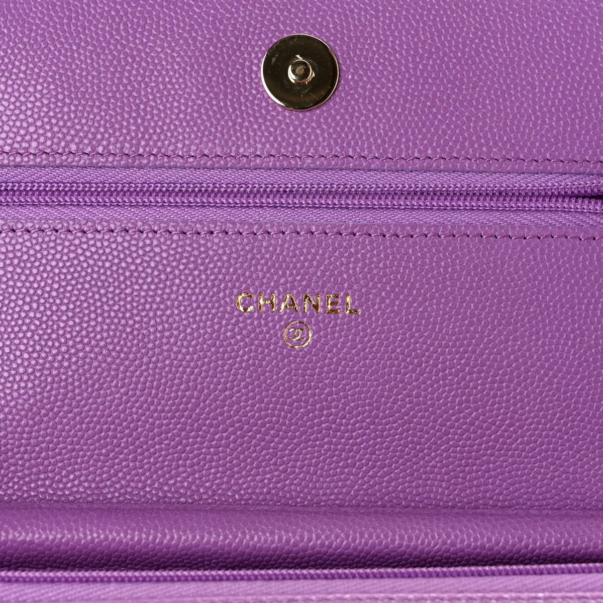 Caviar Quilted Wallet on Chain WOC Purple