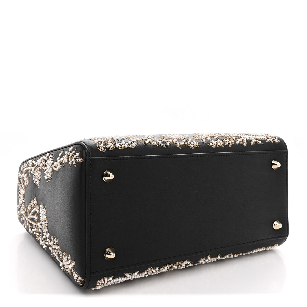 Calfskin Beaded Embroidered Ramage Butterfly Medium Lady Dior Black White Black White