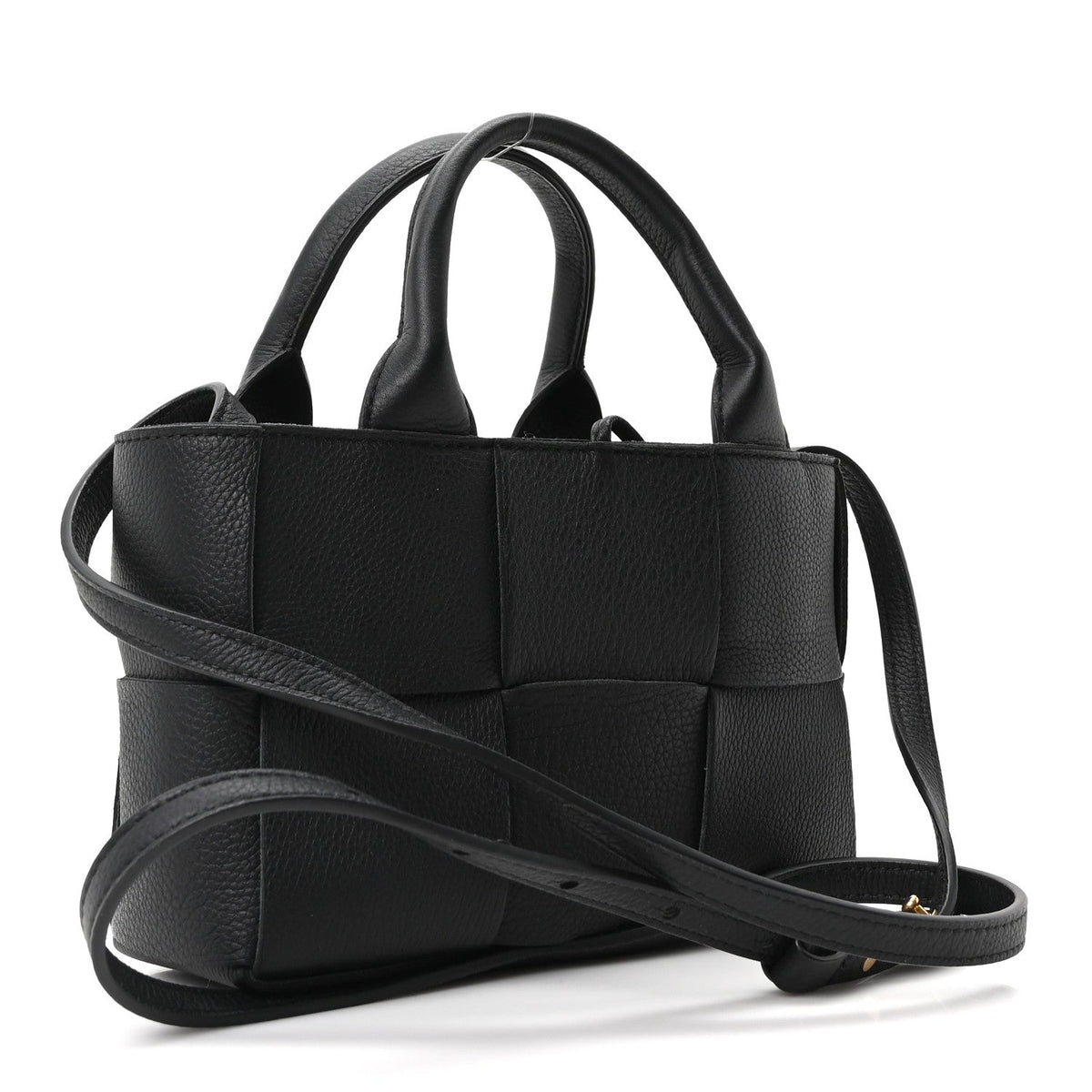 Grained Calfskin Maxi Intrecciato Mini Arco Tote Black