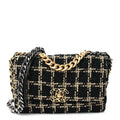 Tweed Quilted Medium Chanel 19 Flap Black Beige