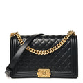 Lambskin Quilted New Medium Boy Flap Black