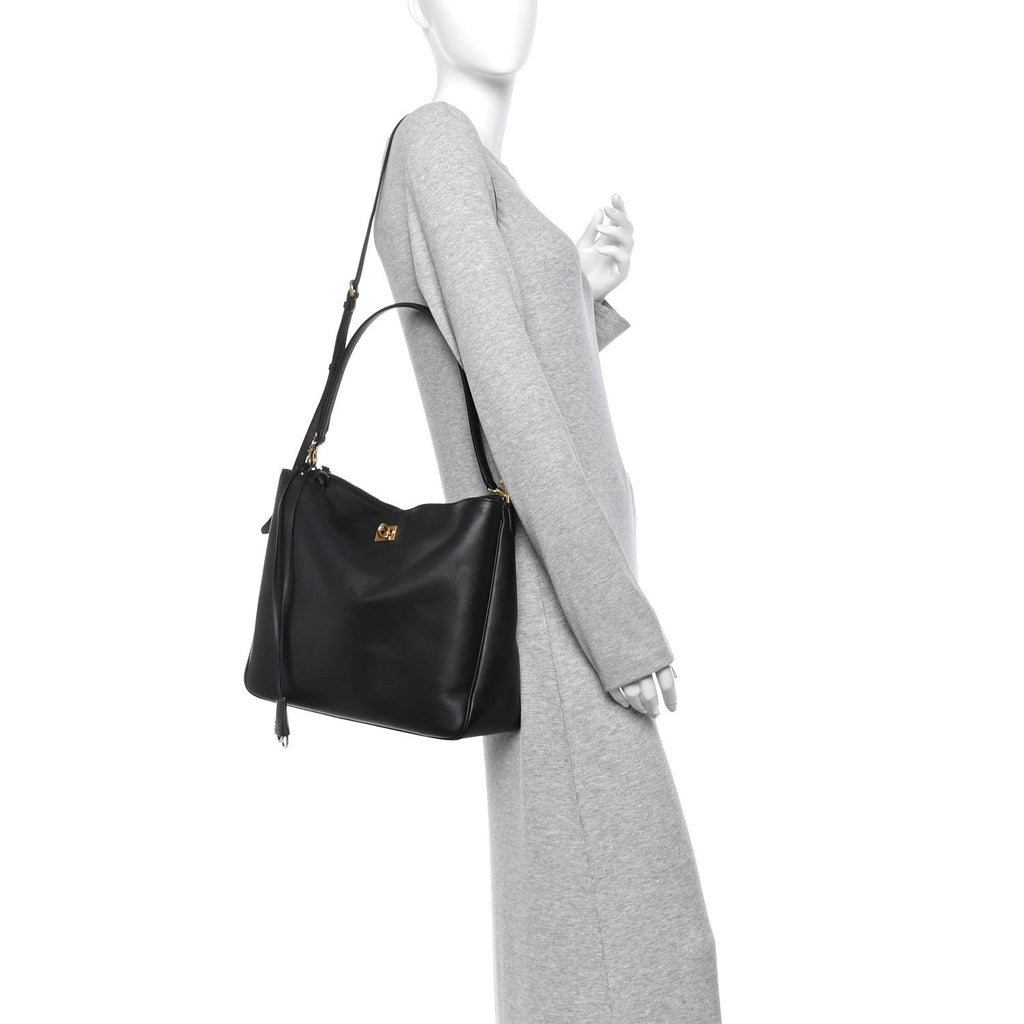 Natural Smooth Calfskin Medium Rodeo Hobo Black