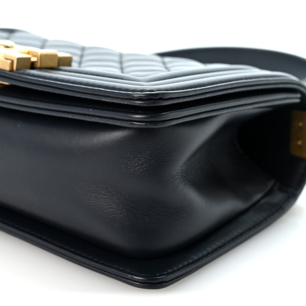 Lambskin Quilted Small Boy Flap Navy