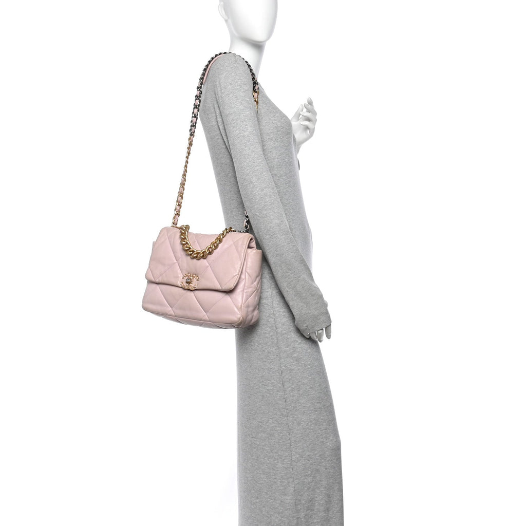 Lambskin Quilted Large Chanel 19 Flap Light Pink