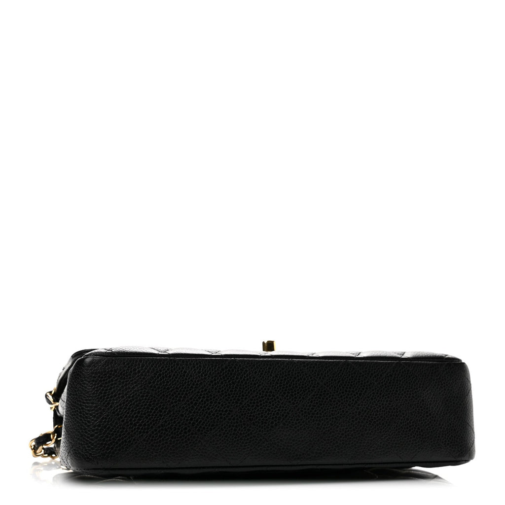 Caviar Quilted Medium Double Flap Black