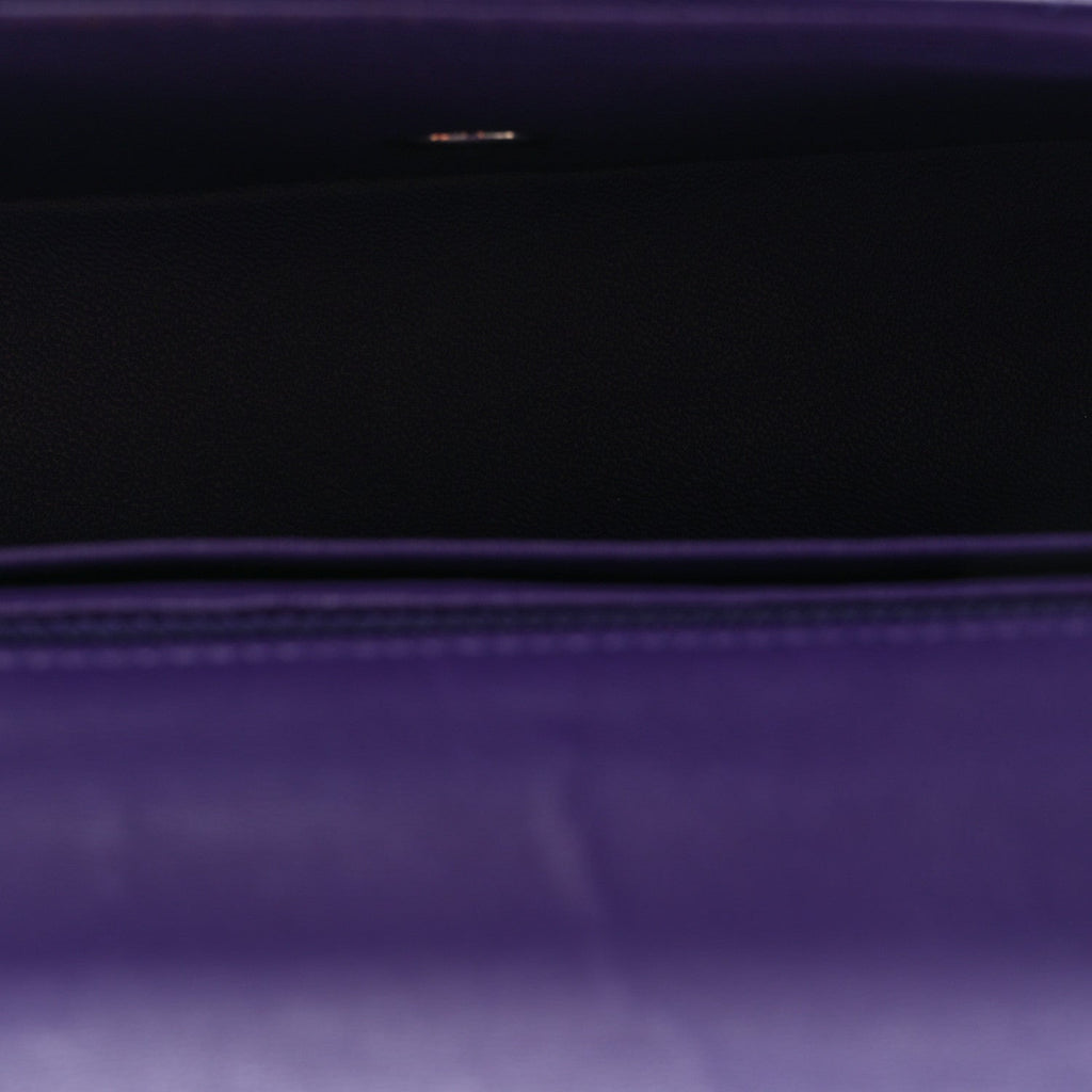 Lambskin Quilted Mini Rectangular Flap Purple