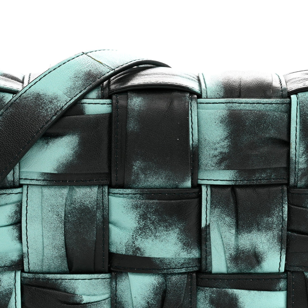 Foulard Tie Dye Maxi Intrecciato Padded Cassette Crossbody Bag Celadon Inkwell