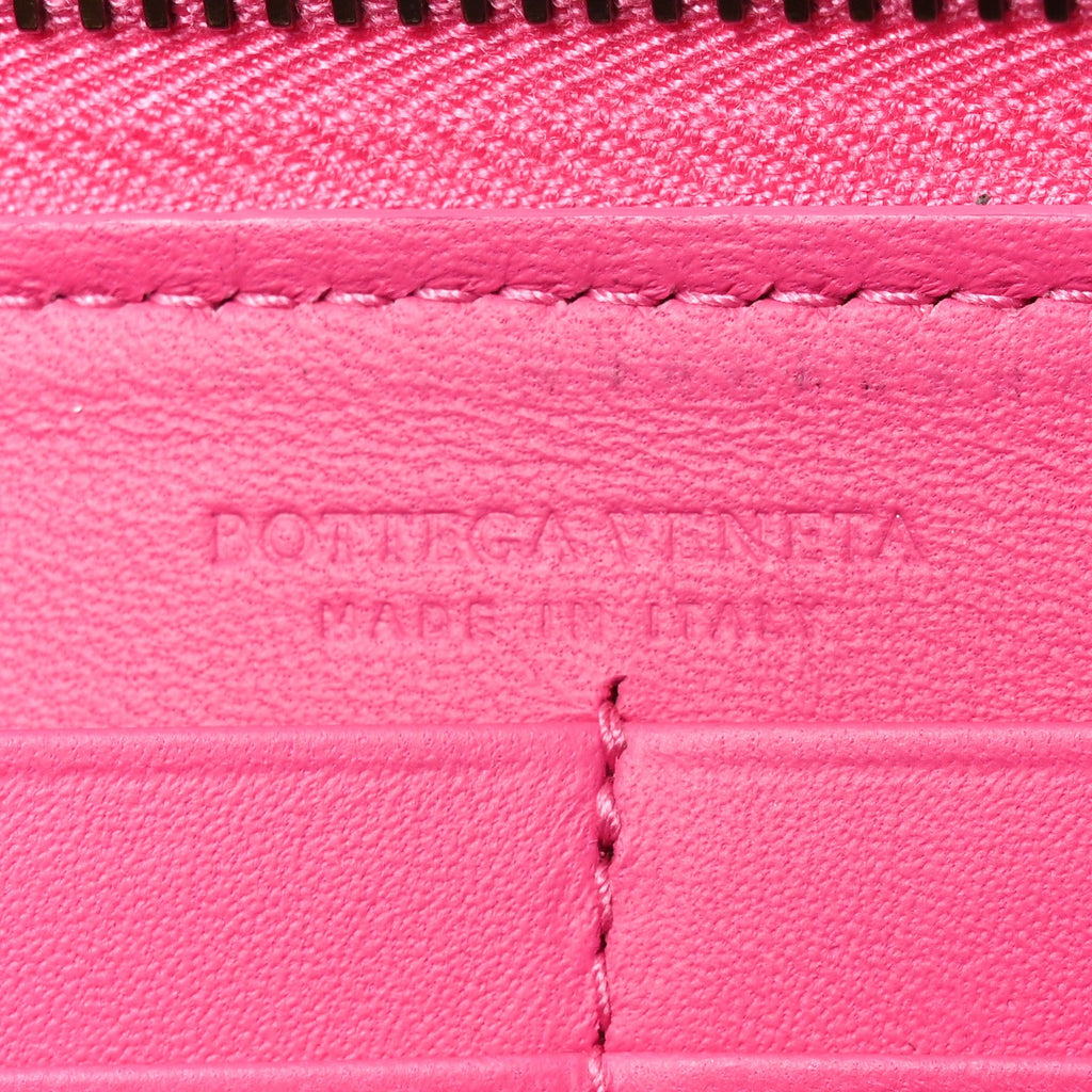 Nappa Intrecciato Zip Around Wallet Pink