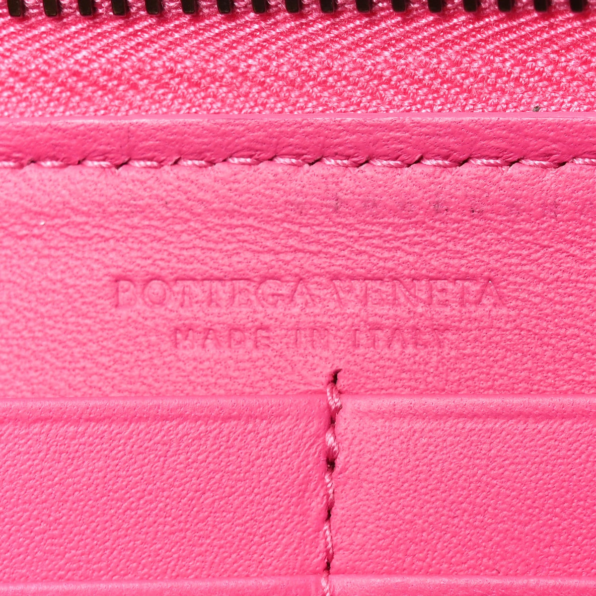 Nappa Intrecciato Zip Around Wallet Pink