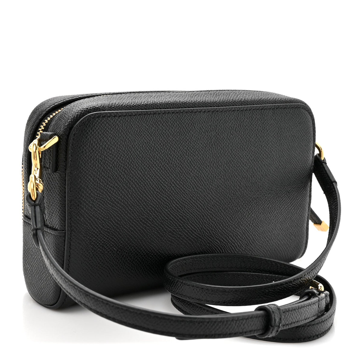 Grained Calfskin Caro Double Pouch Black