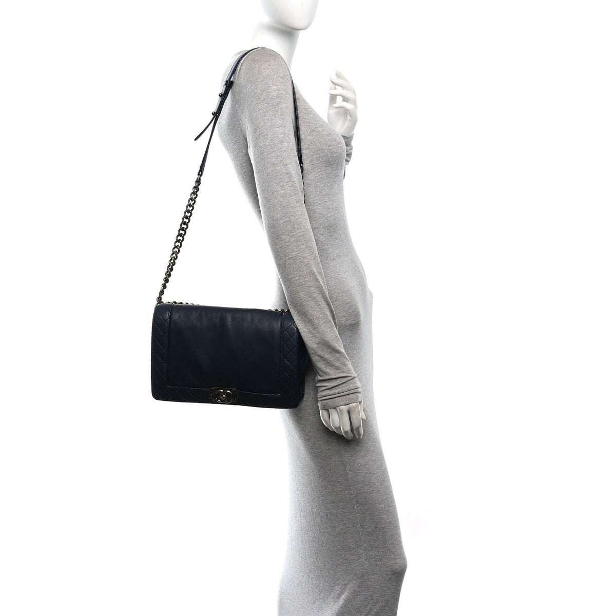 Calfskin New Medium Boy Reverso Flap Navy