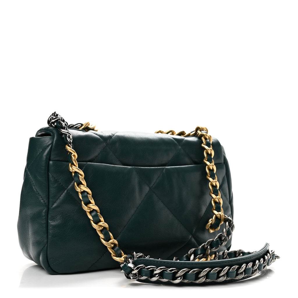 Goatskin Quilted Medium Chanel 19 Flap Dark Blue