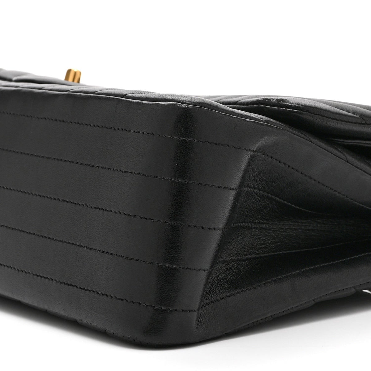 Lambskin Chevron Quilted Jumbo Double Flap Black