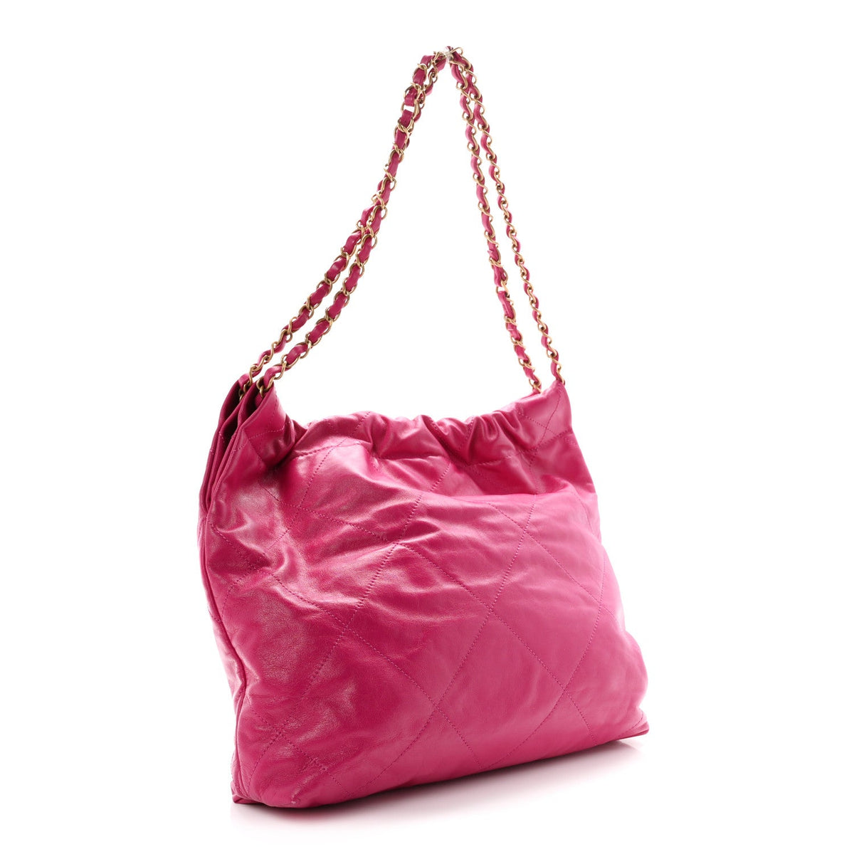 Shiny Calfskin Quilted Small Chanel 22 Fuchsia