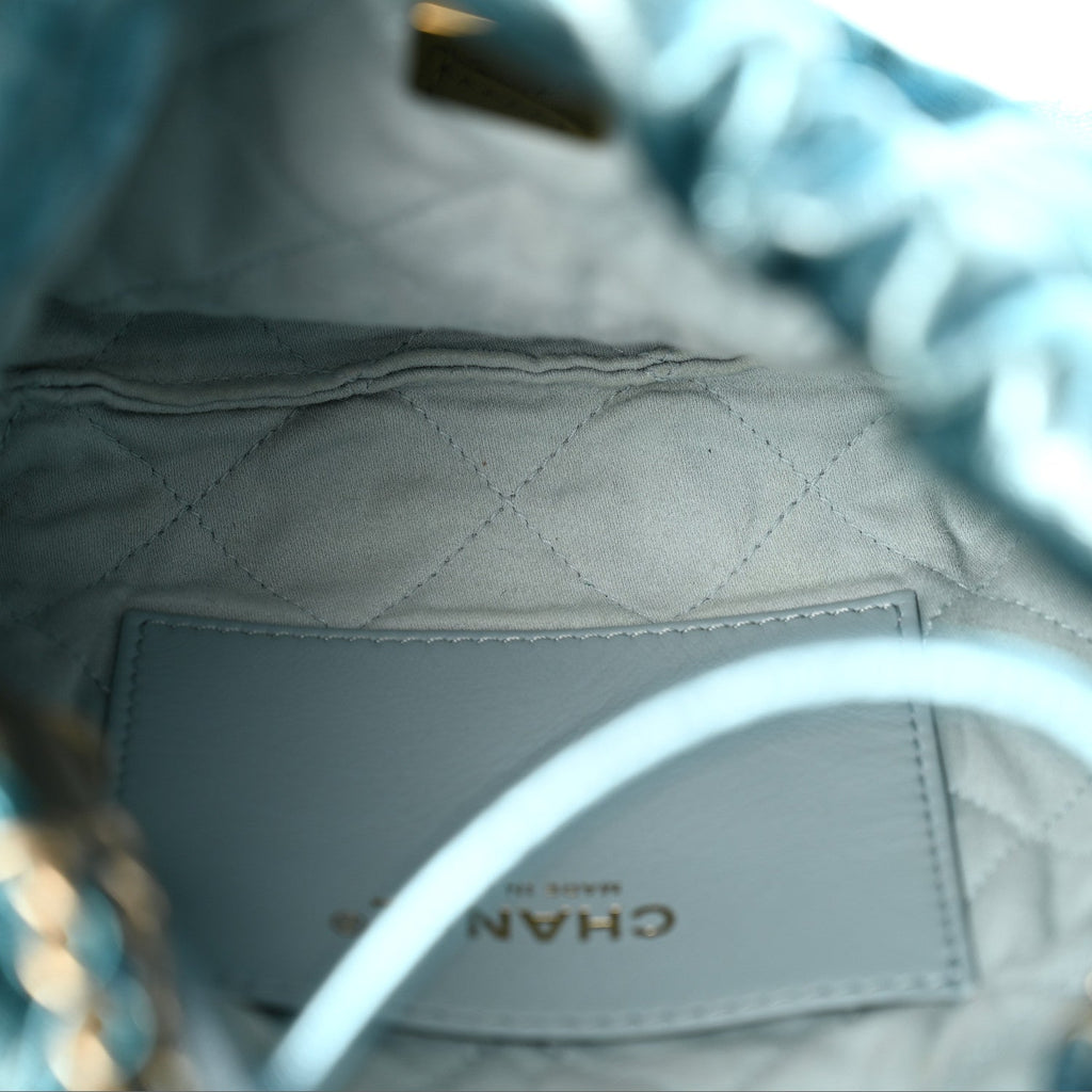 Metallic Calfskin Quilted Mini Chanel 22 Blue