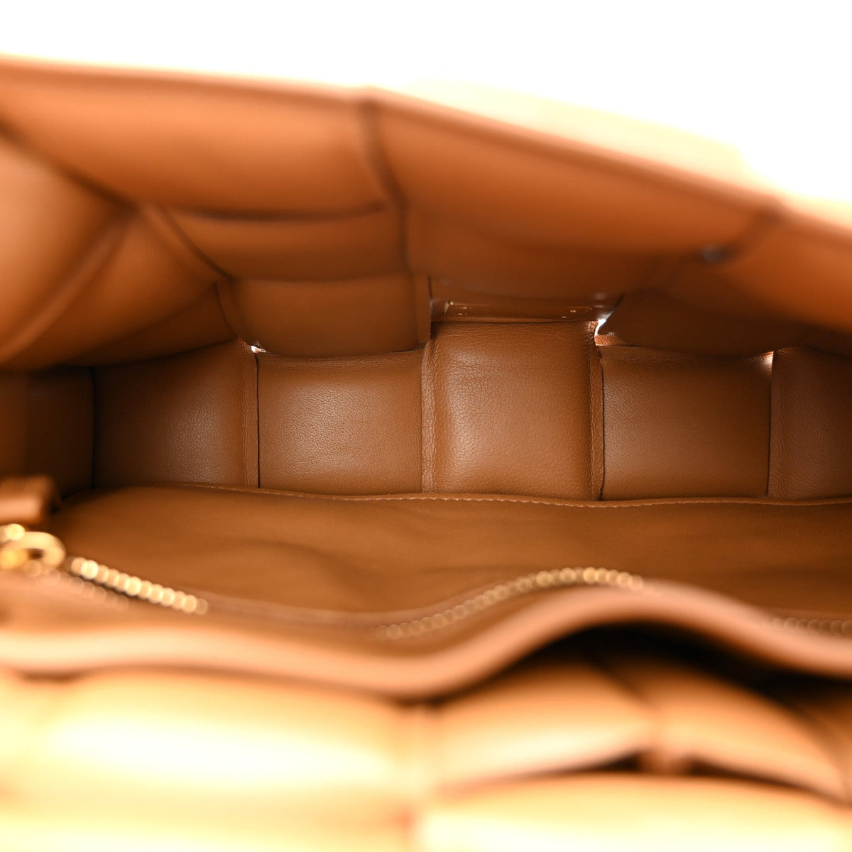 Nappa Maxi Intrecciato Padded Cassette Crossbody Bag Caramel