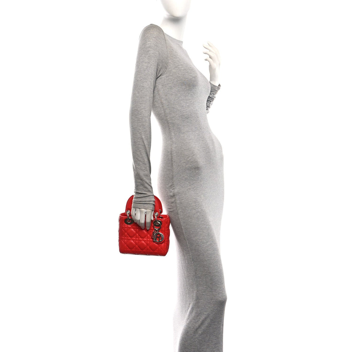Lambskin Cannage Mini Lady Dior Red