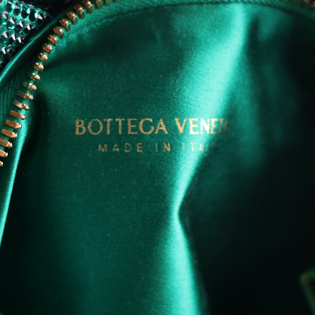Crystal Embellished Satin Mini Hotfix Jodie Emerald